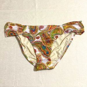 PILYQ Women's Paisley Fanned Full Bikini Bottom Size L